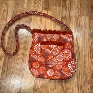 Athleta Orange faux fur printed Ultra-suede shoulder‎ bag